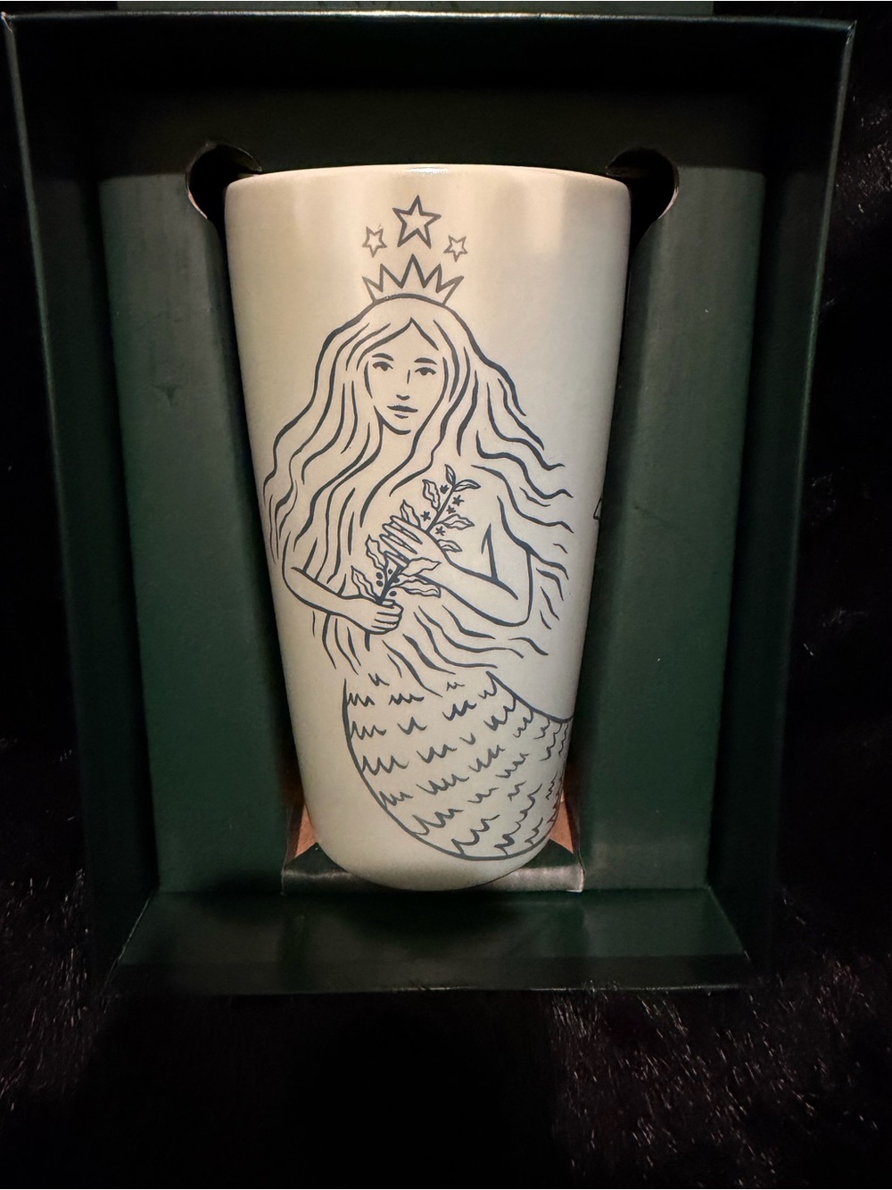 Starbucks White Ceramic Mug with Mermaid Line Art